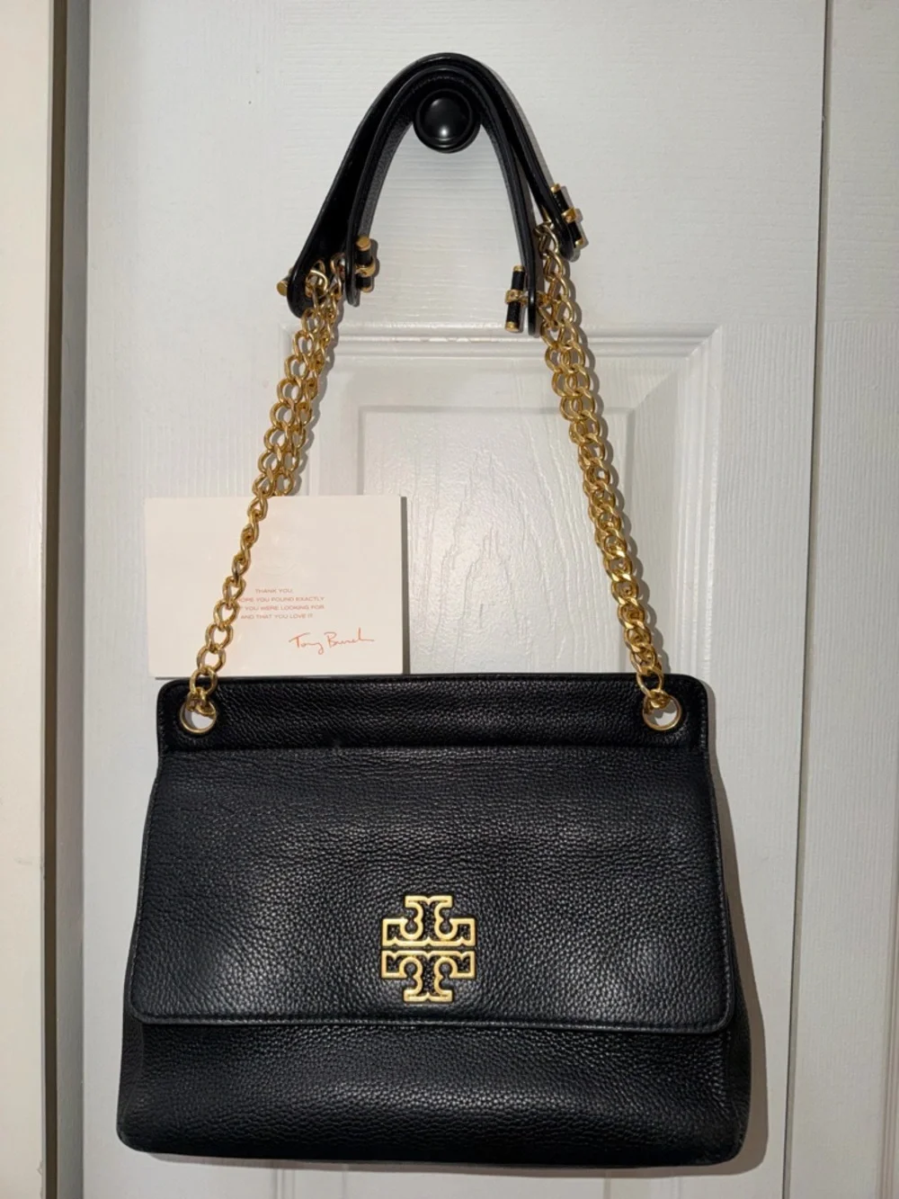 Tory Burch Britten Black Leather Flap Convertible Shoulder Bag/Crossbody Bag - Picture 3 of 8